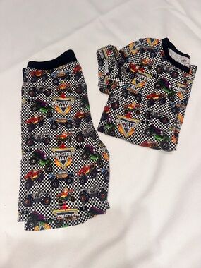 Kids Monster Jam Set in Black Checkered with Multicolor Trucks